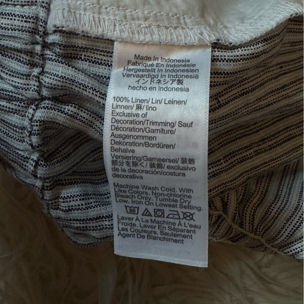 NWT Madewell blue/white pull-on barrel leg pants in 100% linen sz Small - Picture 9 of 10